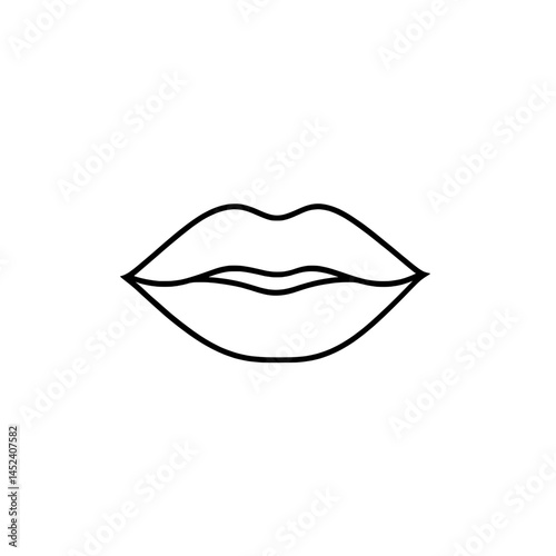 Hand-Drawn Outline of a Pair of Lips in a Relaxed Closed Expression