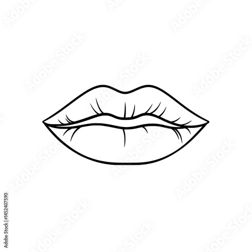 Stylized Pair of Lips with Detailed Lines Representing Natural Texture