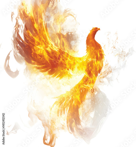An isolated mythical phoenix on white background, vector, png