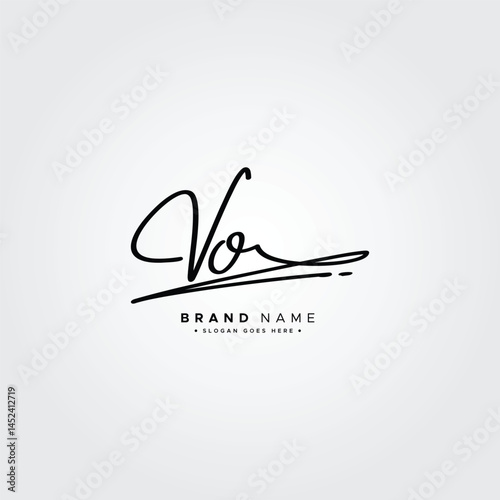 Initial Letter VO Vector Logo Template in handwritten Signature Style