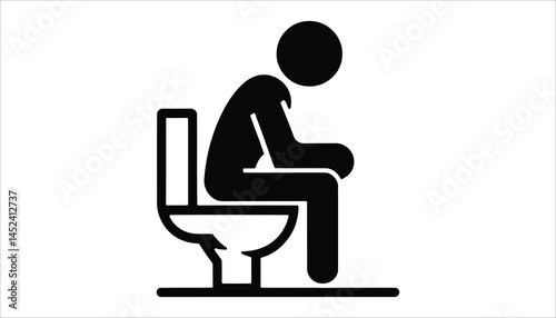 Person Sitting on Toilet - Bathroom and Hygiene Icon photo