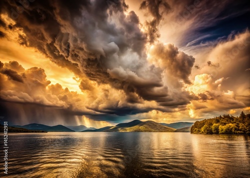 Vintage Storm Clouds over Lake George, Adirondack Mountains, New York
