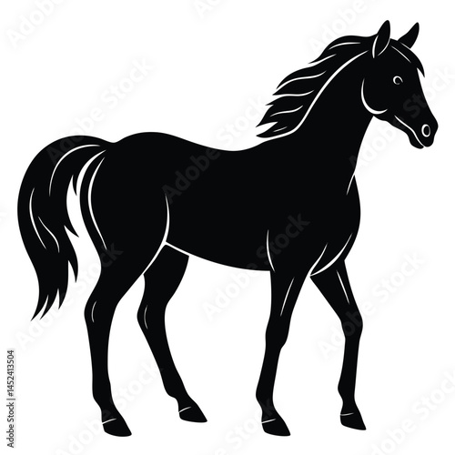Elegant Black Horse Silhouette Vector Illustration