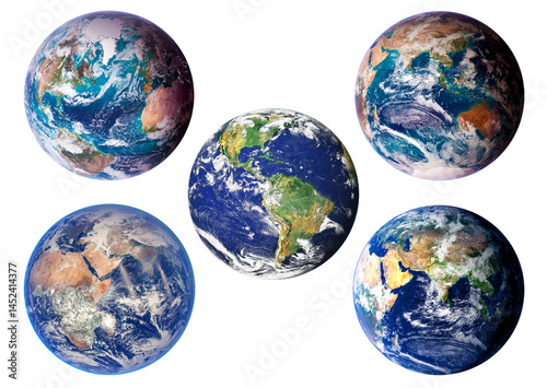 Fototapeta Naklejka Na Ścianę i Meble -  Mix 5 Blue planet earth isolated on transparent background. Elements of this image furnished by NASA