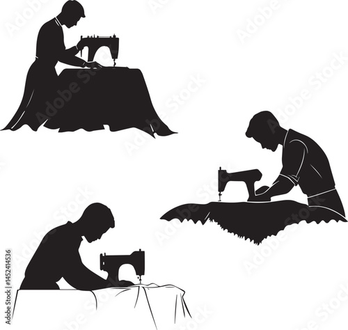 Tailor Sewing Fabric flat black vector