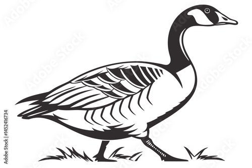 Black and white goose vector illustration for graphic design projects and nature themed designs exactly one hundred isolated on transparent background