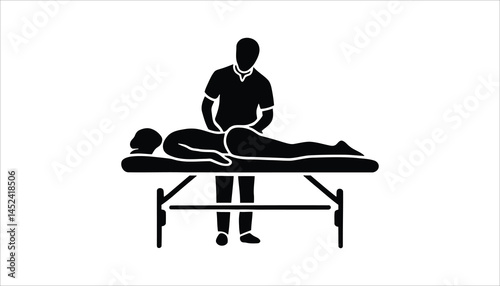 Massage Therapy Icon with Professional Masseuse and Client
