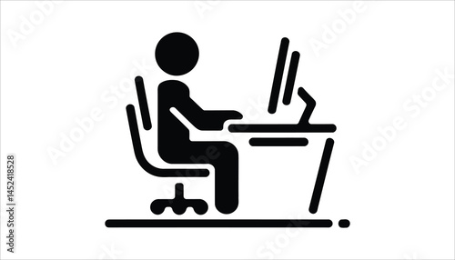 Person Working at Desk with Computer - Office and Workspace Illustration