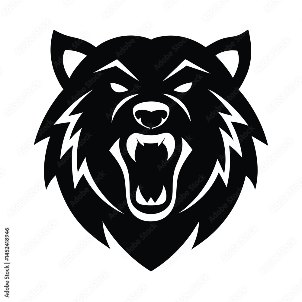 Fototapeta premium Aggressive Black Wolf Head Illustration