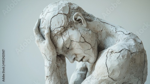Crumbling Statue - A figure cracking or breaking apart symbolizes emotional decay