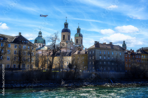 Innsbruck Cathedral at the Inn river