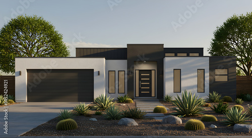 Modern Desert Residence Exterior With Succulents And Angular Architecture