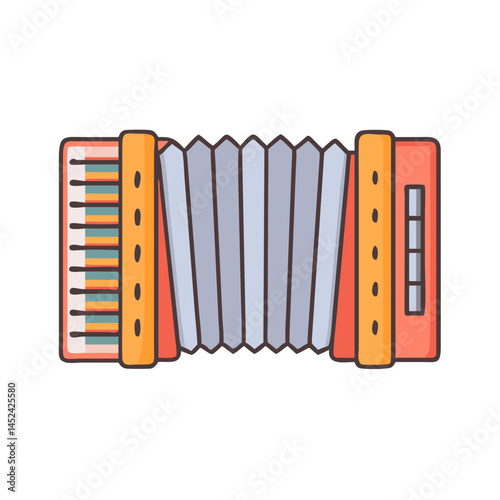 Illustration of a colorful accordion with a bellows on a black background