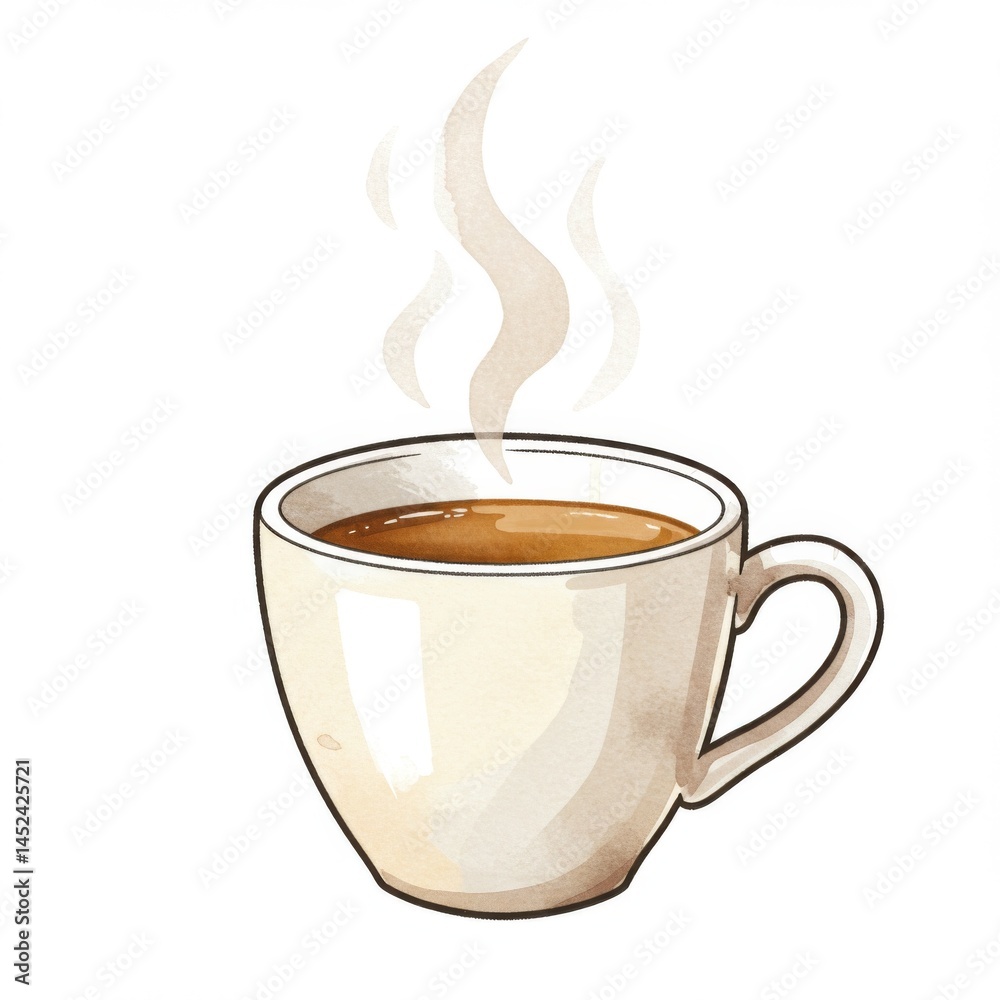 Obraz premium Warm Coffee in a White Mug Steaming