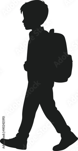 Back to School Silhouette Vector – Boy Walking with Backpack Illustration