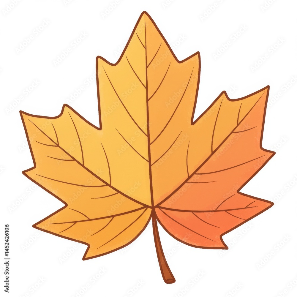 Obraz premium Orange and Yellow Maple Leaf Illustration