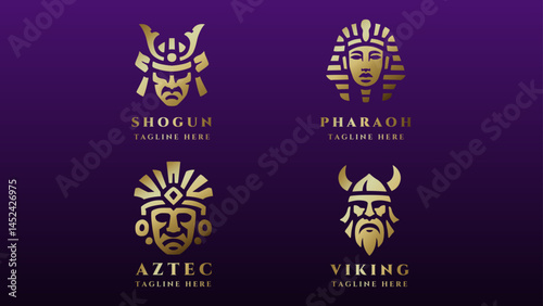 4 Cultural history of figures logo collection in golden color for your business