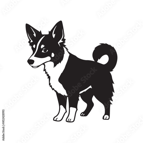 miniature american shepherd Dog black silhouette vector, Simple silhouette Design vector icon with white background
