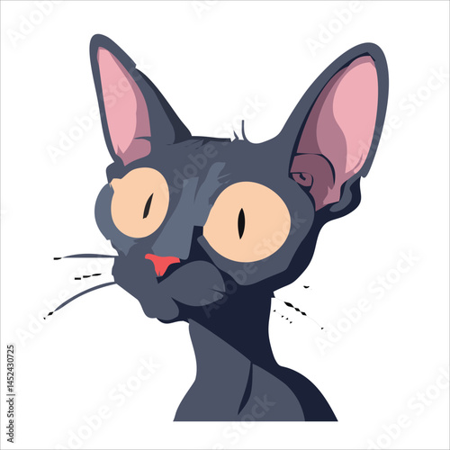 Cute cat face flat design cartoon element illustration