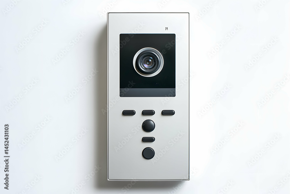 Sleek Intercom System Featuring Built-In Camera and Door Release Button Sleek Intercom System Featuring Built-In Camera and Door Release Button