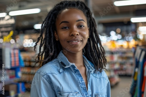 Young adult African American female retail sales associate