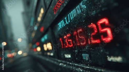 Wallpaper Mural Digital Stock Market Board with Red and Green Numbers Displaying Torontodigital.ca