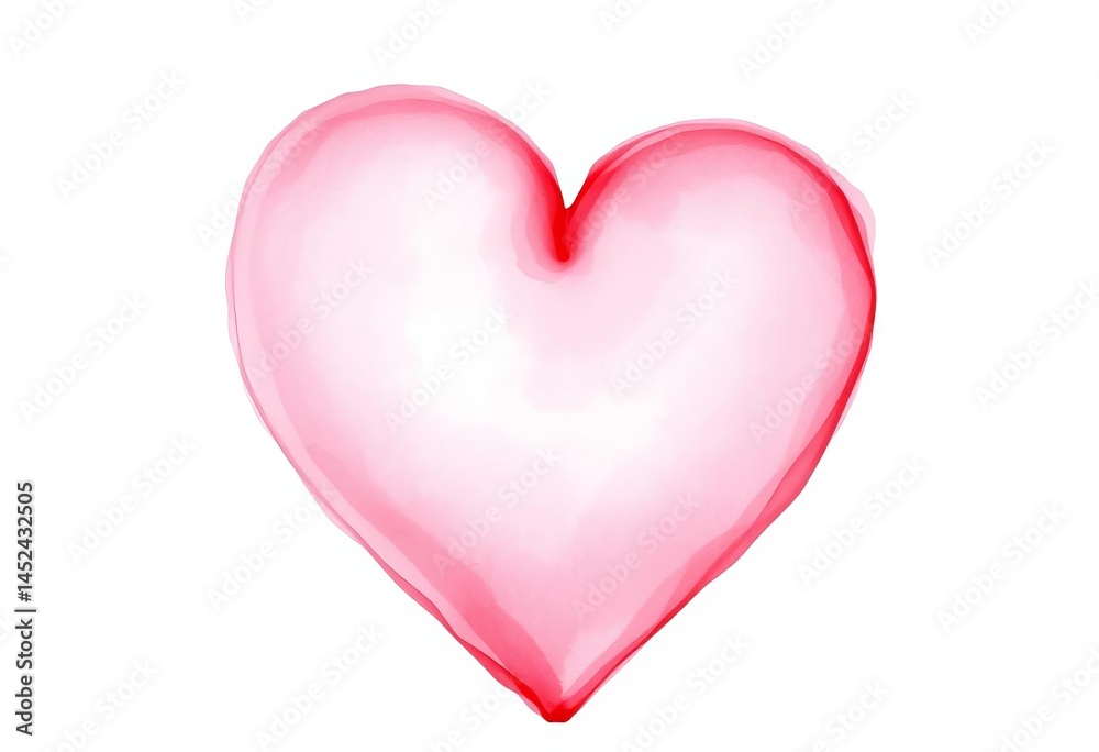 Delicate pink watercolor heart, subtly textured, isolated on white background, design, anniversary Delicate pink watercolor heart, subtly textured, isolated on white background, design, anniversary