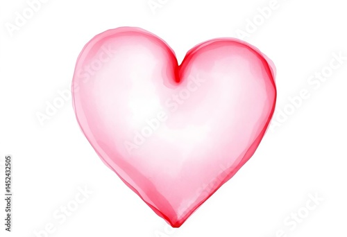 Delicate pink watercolor heart, subtly textured, isolated on white background,  design, anniversary