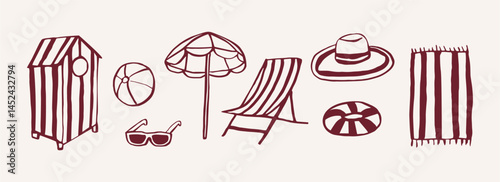 Hand drawn doodle beach elements