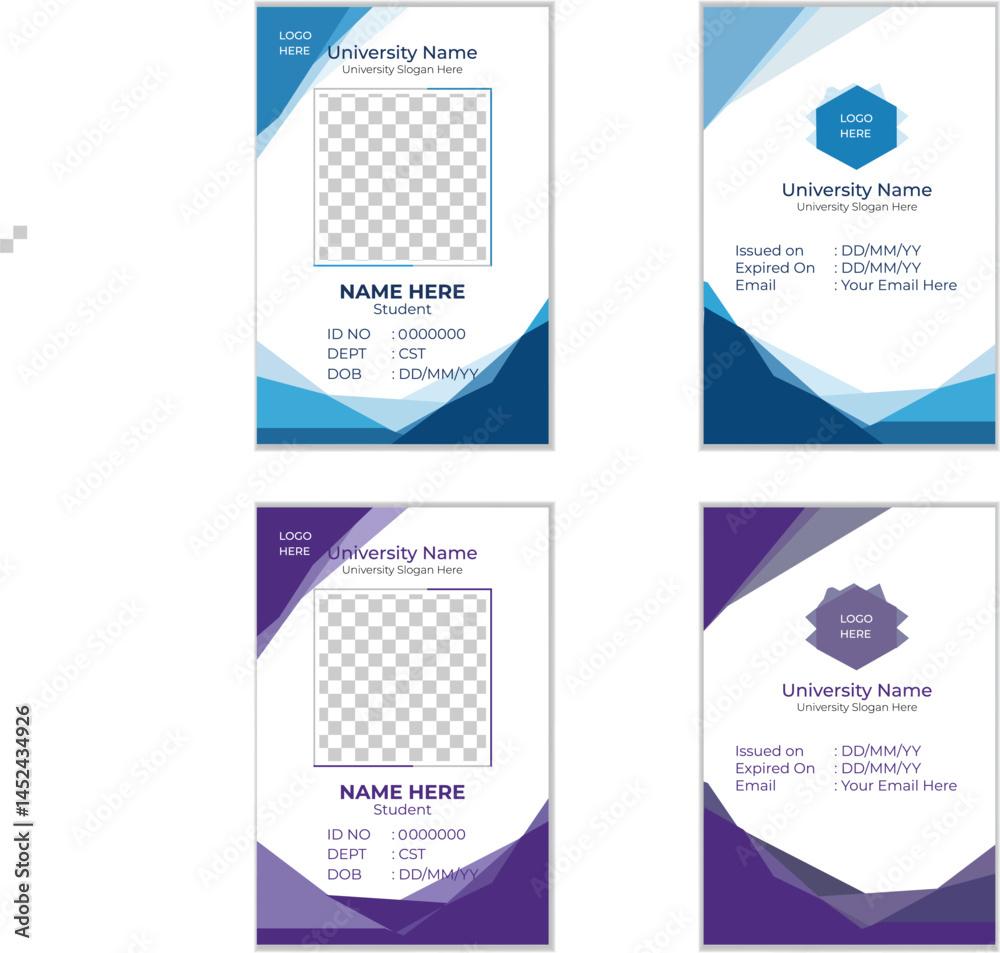 Obraz premium Professional & Modern ID Card Template – Perfect for Corporate, School, College, Hospital & Event Use – Fully Editable & Print Ready Design
