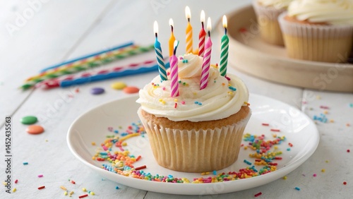 birthday cupcake with candles