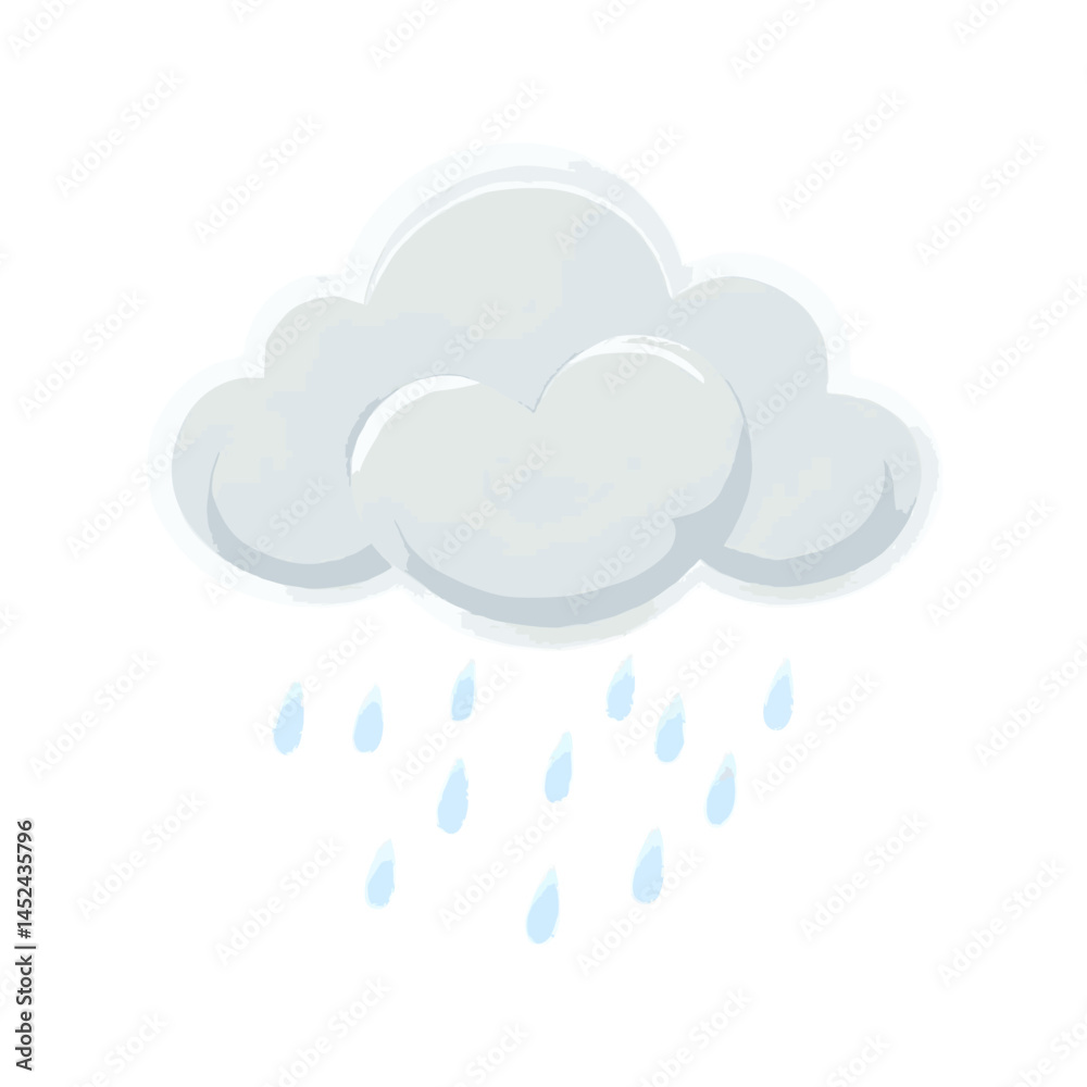 Fototapeta premium Simple 3D Rain Cloud Illustration