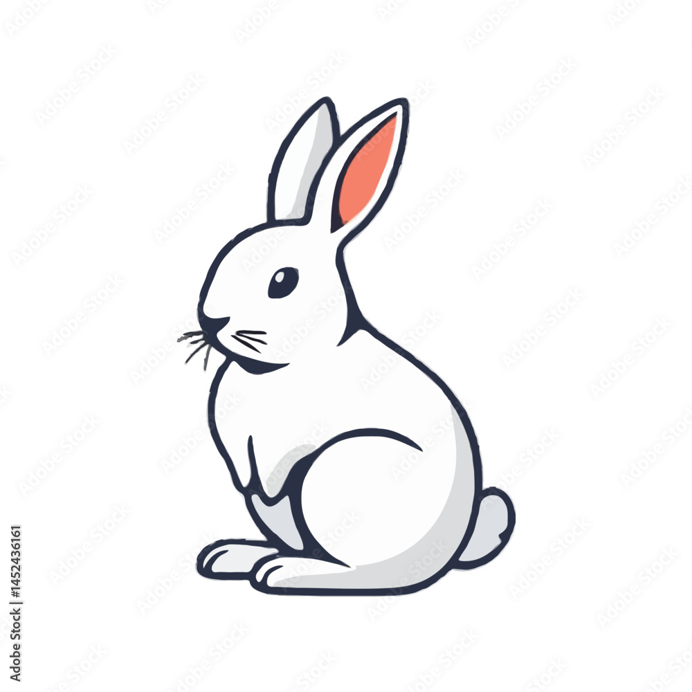 Fototapeta premium Cute Contoured Little Rabbit Icon Illustration