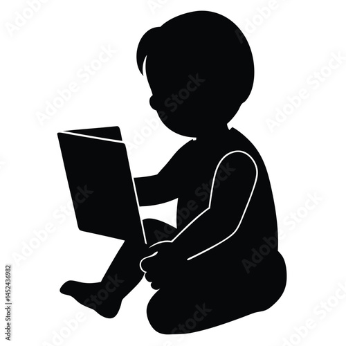 Toddler engrossed in reading a book  A heartwarming illustration