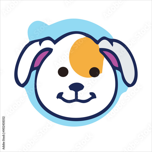 Cute dog face flat design cartoon element illustration