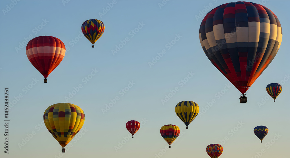 Fototapeta premium Colorful Hot Air Balloons in Sky During Early Morning Sunrise