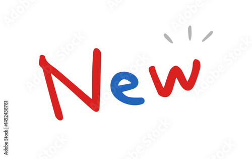 シンプルな手書きのNEW　赤青文字
