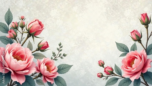 Subtle floral damask, muted tones, delicate blooms , leaves, floral, decor