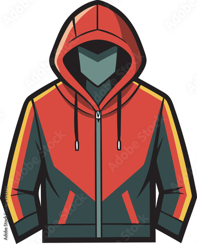 A vibrant graphic hoodie vector art illustration featuring bold colors, dynamic design elements, and stylish streetwear aesthetics perfect for modern apparel.