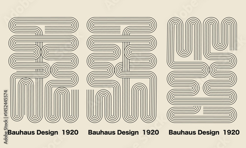Bauhaus Design with Curved Black Lines 1920s Style.