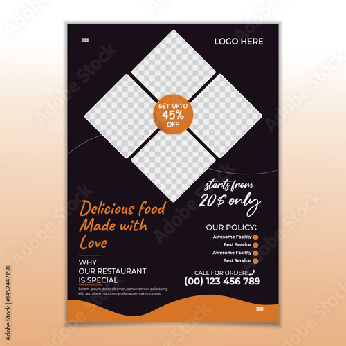 New unique modern food and restaurant vector flyer design template for social media post