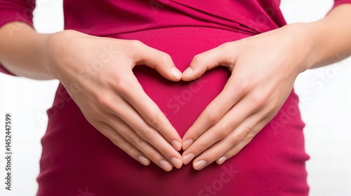 Wallpaper Mural Heart shape hands on baby bump in maternity pose against a white background Torontodigital.ca