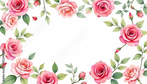Wallpaper Mural Delicate watercolor roses & leaves, repeating pattern, vintage, elegant, pink Torontodigital.ca