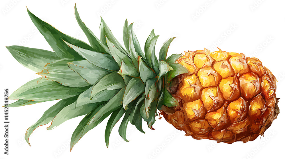 Fototapeta premium Fresh pineapple with vibrant green leaves.