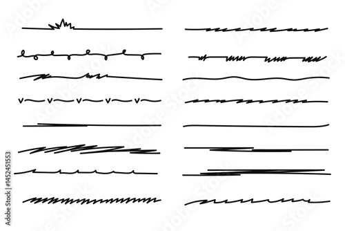 Marker scribble elements collection. Hand drawn strokes, underlines vector