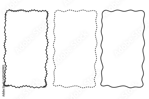 Doodle hand drawn trendy frames with wavy lines and swirls collection.