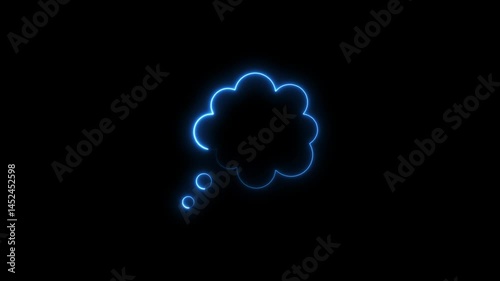 Wallpaper Mural Animated neon blue thought bubble floating against a deep black background Torontodigital.ca