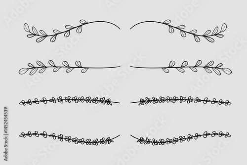Hand - drawn nature floral vine line divider for text layout separator decoration element collection.