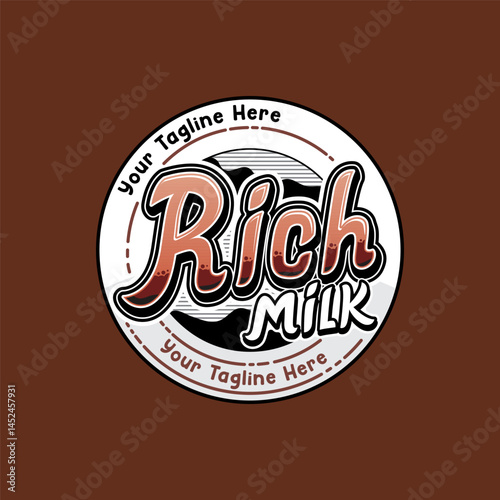 Rich milk typography label for dairy products and healthy drinks