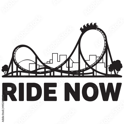 Vector roller coaster ride silhouette park. Rollercoaster icon illustration skyline concept Vector Black silhouettes. with white background